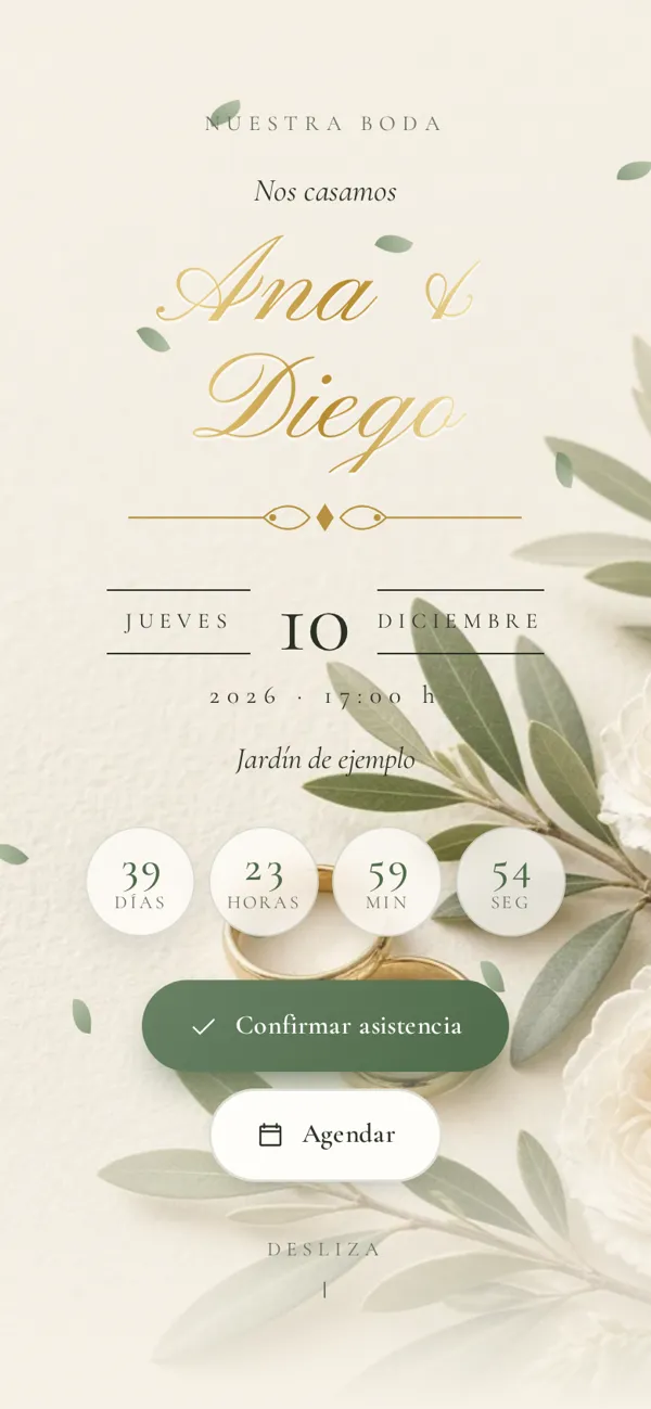 Invitación de boda en un teléfono