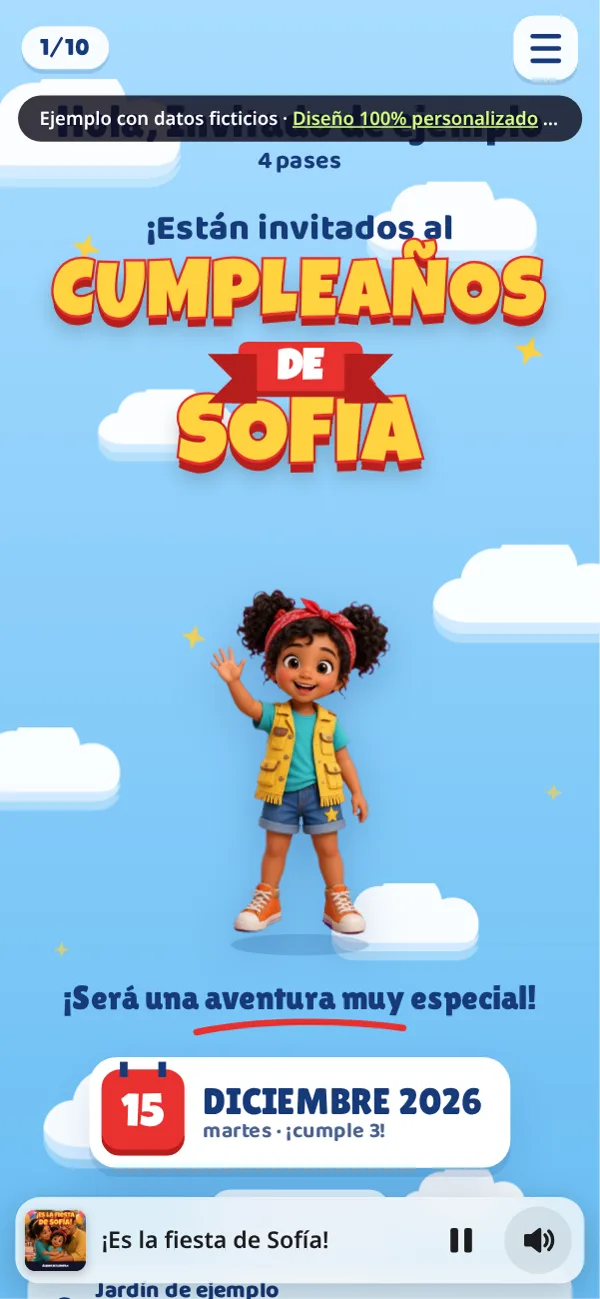 Ejemplo de invitación 100% personalizada